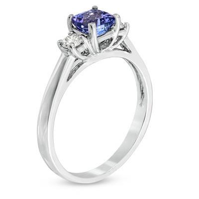 Cushion-Cut Tanzanite Diamond Ring