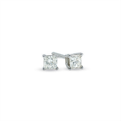 Diamond Solitaire Square Stud Hoops