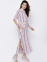 Rosyalps Pink & White Striped Shirt Dress